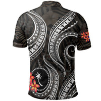 Chuuk Micronesian Polo Shirt Black Plumeria - Polynesian Pride
