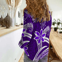 (Custom Personalised) Hawaii Flowers Wave Women Casual Shirt Kanaka Maoli Purple Polynesian LT13 - Polynesian Pride