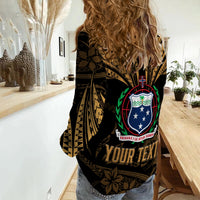(Custom Personalised) Samoa Tatau Women Casual Shirt Gold Polynesian Ula Nifo LT13 - Polynesian Pride