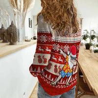 (Custom Personalised) Hawaii Mele Kalikimaka Women Causal Shirt Dabbing Santa Red Merry Christmas LT14 - Polynesian Pride