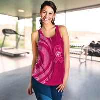 Breast Cancer Awareness Women Racerback Tank Hibiscus Polynesian No One Fights Alone LT13 - Polynesian Pride