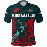 Custom Maori Wairarapa Bush Rugby Polo Shirt New Zealand Silver Fern, Custom Text and Number - Polynesian Pride