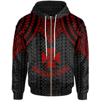 Wallis and Futuna Zip up Hoodie Polynesian Armor Style Red Unisex Red - Polynesian Pride