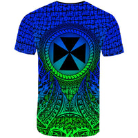 Wallis and Futuna T Shirt Circle Pattern Blue - Polynesian Pride