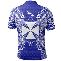 Wallis and Futuna Polo Shirt Wallis and Futuna Coat Of Arms Map Polynesian Tattoo Blue - Polynesian Pride