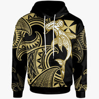 Wallis & Futuna Hoodies Hammerhead Shark Tribal Pattern Unisex Gold - Polynesian Pride