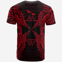 Wallis and Futuna T Shirt Wallis et Futuna Coat of Arms Map Polynesian Tattoo Red - Polynesian Pride