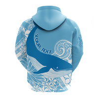 Custom Hawaii Kohola Humpback Whale Hoodie Cerulean LT7 - Polynesian Pride