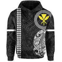 Polynesian Kakau Kanaka Flag of Hawaii Hoodie White - Polynesian Pride
