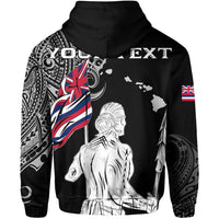Personalized Hawaii Map Polynesian Warrior Ikaika Hoodie Zip William Style White - Polynesian Pride