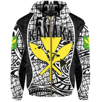 Polynesian Kanaka Maoli Hawaii Zip Hoodie White Gel Style - Polynesian Pride