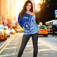 Chuuk Of Micronesia Women Off Shoulder Sweater Vibe Style LT6 Women Blue - Polynesian Pride
