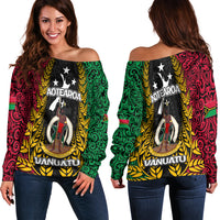 Vanuatu Women's Off Shoulder Sweater Mix Aotearoa LT6 - Polynesian Pride