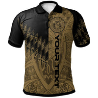 Hawaii Custom Polo Shirt Gold Color Symmetry Style Unisex Black - Polynesian Pride