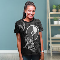Yap State T Shirt Fish With Plumeria Flowers Style - Polynesian Pride