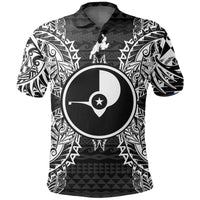 Yap Polo Shirt Yap Flag Map Polynesian Tattoo Black Unisex Black - Polynesian Pride