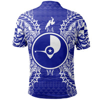 Yap Polo Shirt Yap Flag Map Polynesian Tattoo Blue - Polynesian Pride