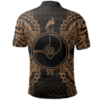 Yap Polo Shirt Yap Flag Map Polynesian Tattoo Gold - Polynesian Pride
