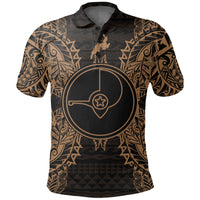 Yap Polo Shirt Yap Flag Map Polynesian Tattoo Gold Unisex Gold - Polynesian Pride