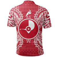 Yap Polo Shirt Yap Flag Map Polynesian Tattoo Red White - Polynesian Pride