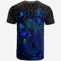Yap T Shirt Yap Flag Turtle Hibiscus Blue - Polynesian Pride