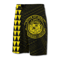 Hawaii Kakau Polynesian Coat Of Arms Board Shorts - Yellow - Polynesian Pride