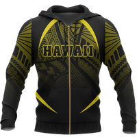 Hawaii Polynesian Zipper Hoodie Yellow The Face Style - Polynesian Pride