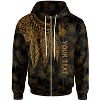 New Caledonia Custom Zip up Hoodie Polynesian Wings Golden Unisex Golden - Polynesian Pride