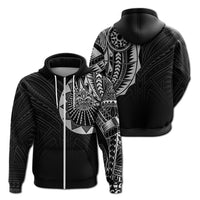 Polynesian Full Sleeve Tattoo Zip up Hoodie Silver Vibes LT7 - Polynesian Pride