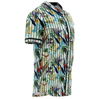 Tropical Flower, Plant And Leaf Pattern Baseball Jersey - Polynesian Pride