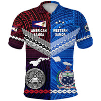 Custom American Samoa Western Samoa Polo Shirt Together LT8 Blue - Polynesian Pride