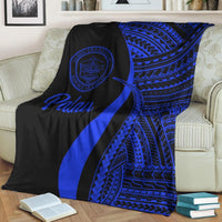 Palau Premium Blanket - Blue Polynesian Tentacle Tribal Pattern Crest - Polynesian Pride