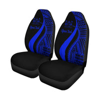 Fiji Custom Personalised Car Seat Covers - Blue Polynesian Tentacle Tribal Pattern Crest - Polynesian Pride
