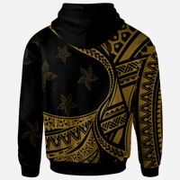 Kosrae Zip Hoodie Plumeria Flowers Gold Version - Polynesian Pride