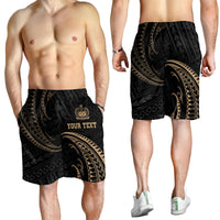 Samoa Polynesian Custom Personalised Men's Short - Gold Tribal Wave Black - Polynesian Pride
