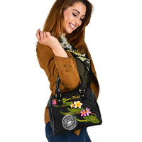 American Samoa Polynesian Custom Personalised Shoulder Handbag - Plumeria Tribal - Polynesian Pride