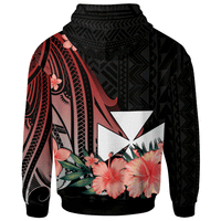 Wallis and Futuna Hoodie Red Polynesian Hibiscus Pattern Style - Polynesian Pride