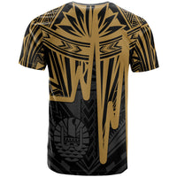 Tahiti Custom T Shirt Tahiti Seal In Heartbeat Patterns Style (Gold) - Polynesian Pride