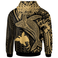 Papua New Guinea Hoodie Humpback Whale & Coat of Arms Gold - Polynesian Pride
