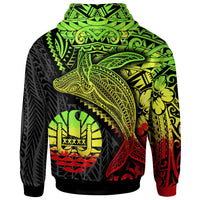 Tahiti Zip up Hoodie Humpback Whale & Coat of Arms Reggae - Polynesian Pride
