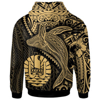 Tahiti Zip up Hoodie Humpback Whale & Coat of Arms Gold - Polynesian Pride