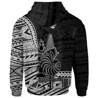 New Caledonia Islands Zip Hoodie oh Seal of New Caledonia Polynesian Patterns - Polynesian Pride