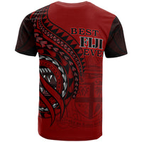 Fiji T Shirt Red Color Polynesian Patterns Best Fiji Ever - Polynesian Pride