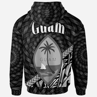 Guam Zip Hoodie Custom Black Tapa Patterns With Bamboo - Polynesian Pride
