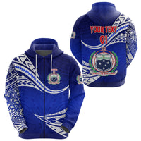 Custom Manu Samoa Rugby Zip Hoodie Unique Version Blue, Custom Text and Number Unisex Blue - Polynesian Pride