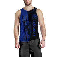 Hawaii King Polynesian Men's Tank Top - Lawla Style Blue - AH - Polynesian Pride