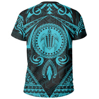 Hawaii Map Kanaka Turtle Polynesian T Shirt Circle Style Blue - Polynesian Pride