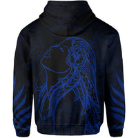 Polynesian Tropic Hula Girl Hibiscus Hawaii Zip Hoodie Blue - Polynesian Pride