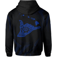 Polynesian Kanaka Shaka Map of Hawaii Hoodie Blue - Polynesian Pride