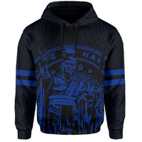 Polynesian King Kanaka Map Seal of Hawaii Hoodie Blue - Polynesian Pride